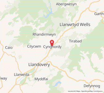 Map of Cynghordy, WalesWales