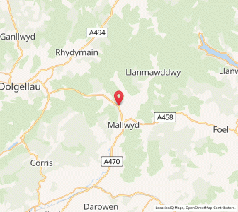 Map of Dinas Mawddwy, WalesWales
