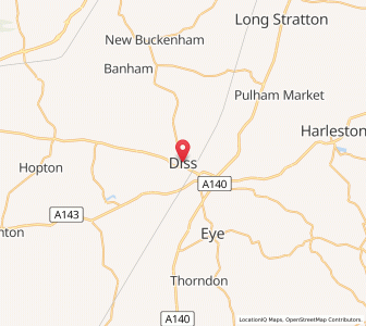 Map of Diss, EnglandEngland