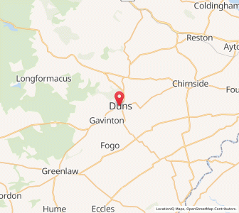 Map of Duns, ScotlandScotland