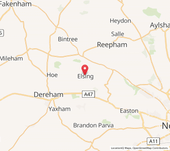 Map of Elsing, EnglandEngland