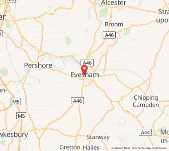 Map of Evesham, EnglandEngland