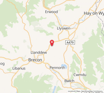 Map of Felin Fach, WalesWales