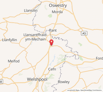 Map of Four Crosses, WalesWales