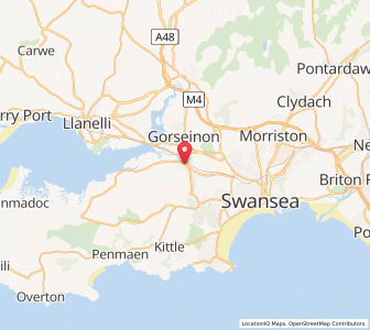 Map of Gowerton, WalesWales