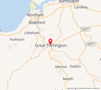 Map of Great Torrington, EnglandEngland