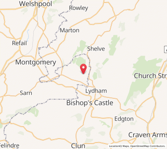 Map of Hyssington, WalesWales