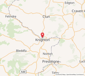 Map of Knighton, WalesWales