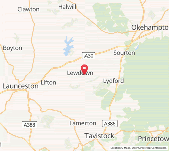 Map of Lewtrenchard, EnglandEngland