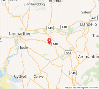 Map of Llanddarog, WalesWales