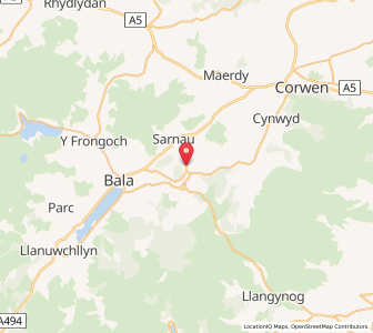 Map of Llandderfel, WalesWales