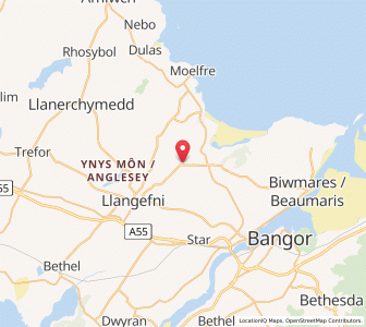 Map of Llanddyfnan, WalesWales