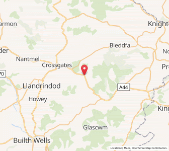 Map of Llandegley, WalesWales