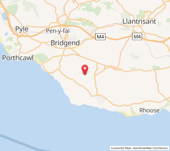 Map of Llandow, WalesWales