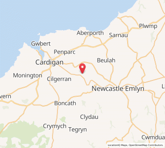 Map of Llandygwydd, WalesWales
