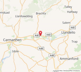 Map of Llanegwad, WalesWales