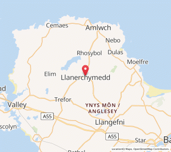 Map of Llanerchymedd, WalesWales