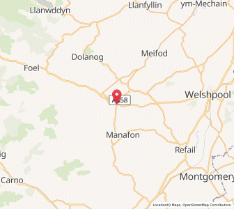 Map of Llanfair Caereinion, WalesWales