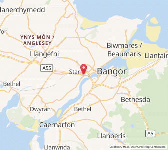 Map of Llanfairpwllgwyngyllgogerychwyrndrobwllllantysiliogogogoch, WalesWales