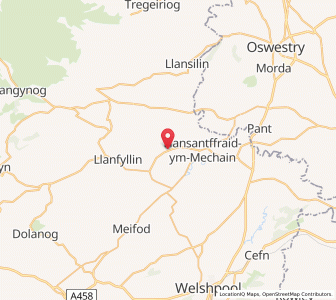 Map of Llanfechain, WalesWales