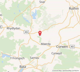 Map of Llanfihangel-Glyn-Myfyr, WalesWales