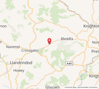 Map of Llanfihangel Rhydithon, WalesWales