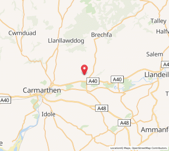 Map of Llanfihangel-uwch-Gwili, WalesWales