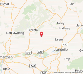 Map of Llanfynydd, WalesWales