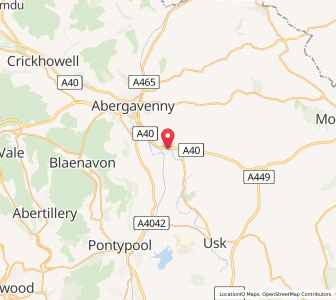Map of Llangattock nigh Usk, WalesWales