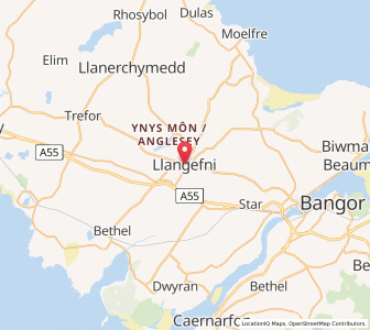 Map of Llangefni, WalesWales