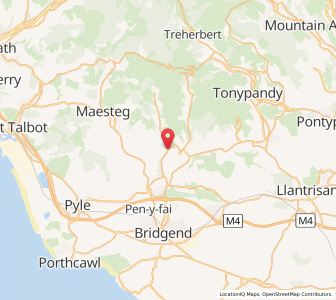 Map of Llangeinor, WalesWales