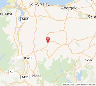 Map of Llangernyw, WalesWales