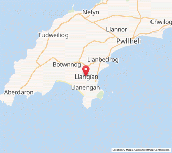 Map of Llangian, WalesWales