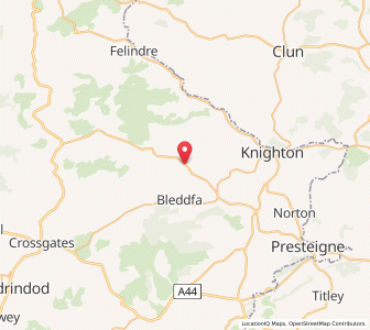 Map of Llangunllo, WalesWales