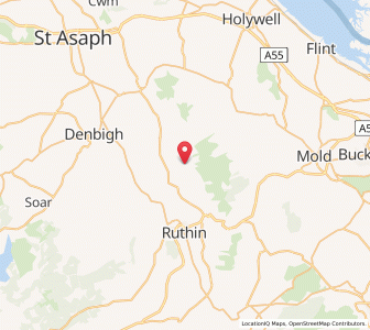 Map of Llangynhafal, WalesWales