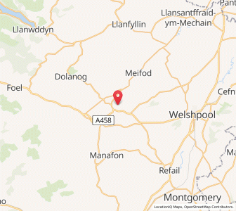 Map of Llangyniew, WalesWales