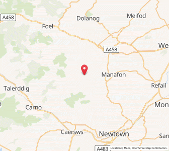 Map of Llanllugan, WalesWales