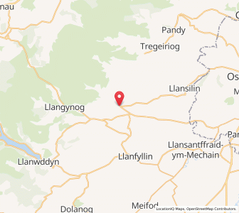 Map of Llanrhaeadr-ym-Mochnant, WalesWales
