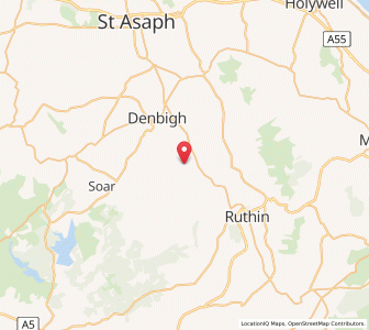 Map of Llanrhaiadr, WalesWales