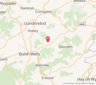 Map of Llansaintfraed in Elvel, WalesWales