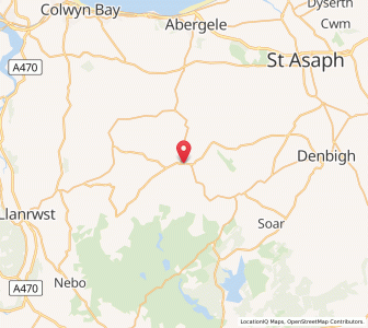 Map of Llansannan, WalesWales