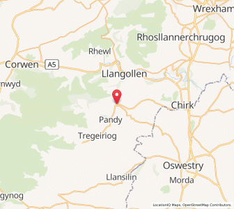 Map of Llansantffraid Glyn Ceiriog, WalesWales
