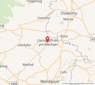 Map of Llansantffraid-ym-Mechain, WalesWales
