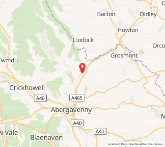 Map of Llanvihangel Crucorney, WalesWales