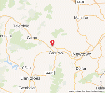 Map of Llanwnog, WalesWales