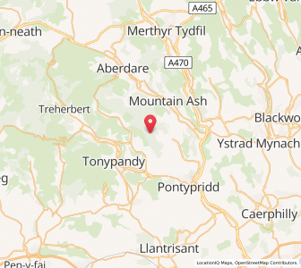 Map of Llanwonno, WalesWales