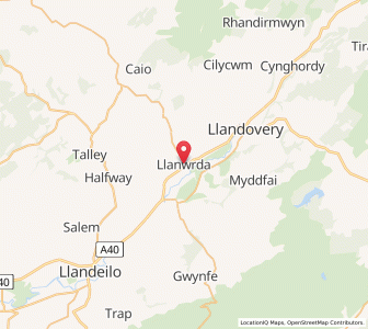 Map of Llanwrda, WalesWales