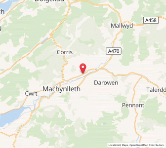 Map of Llanwrin, WalesWales