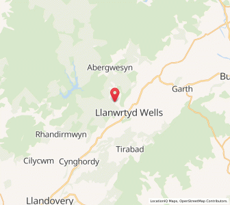 Map of Llanwrtyd, WalesWales
