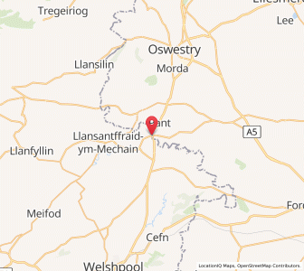 Map of Llanymynech, WalesWales